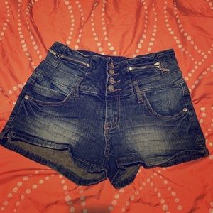 Dark high waist jean shorts